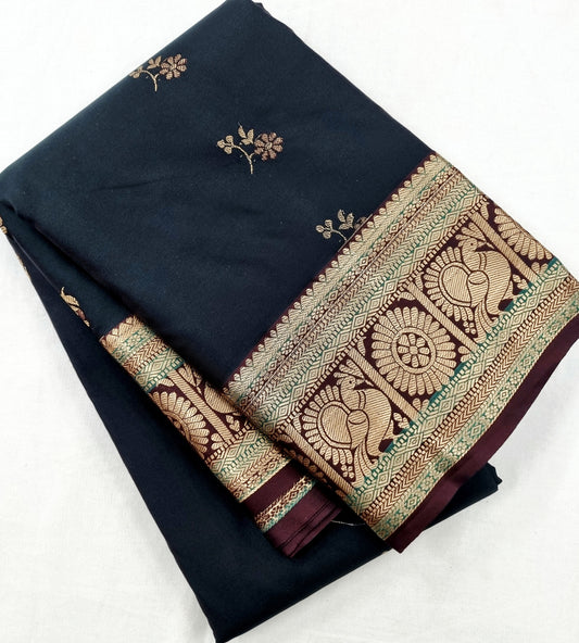 Kanchipuram Blended Vintage Multi-Colour Border Silk Saree 012 – Kanchipuram Lakshaya Silks
