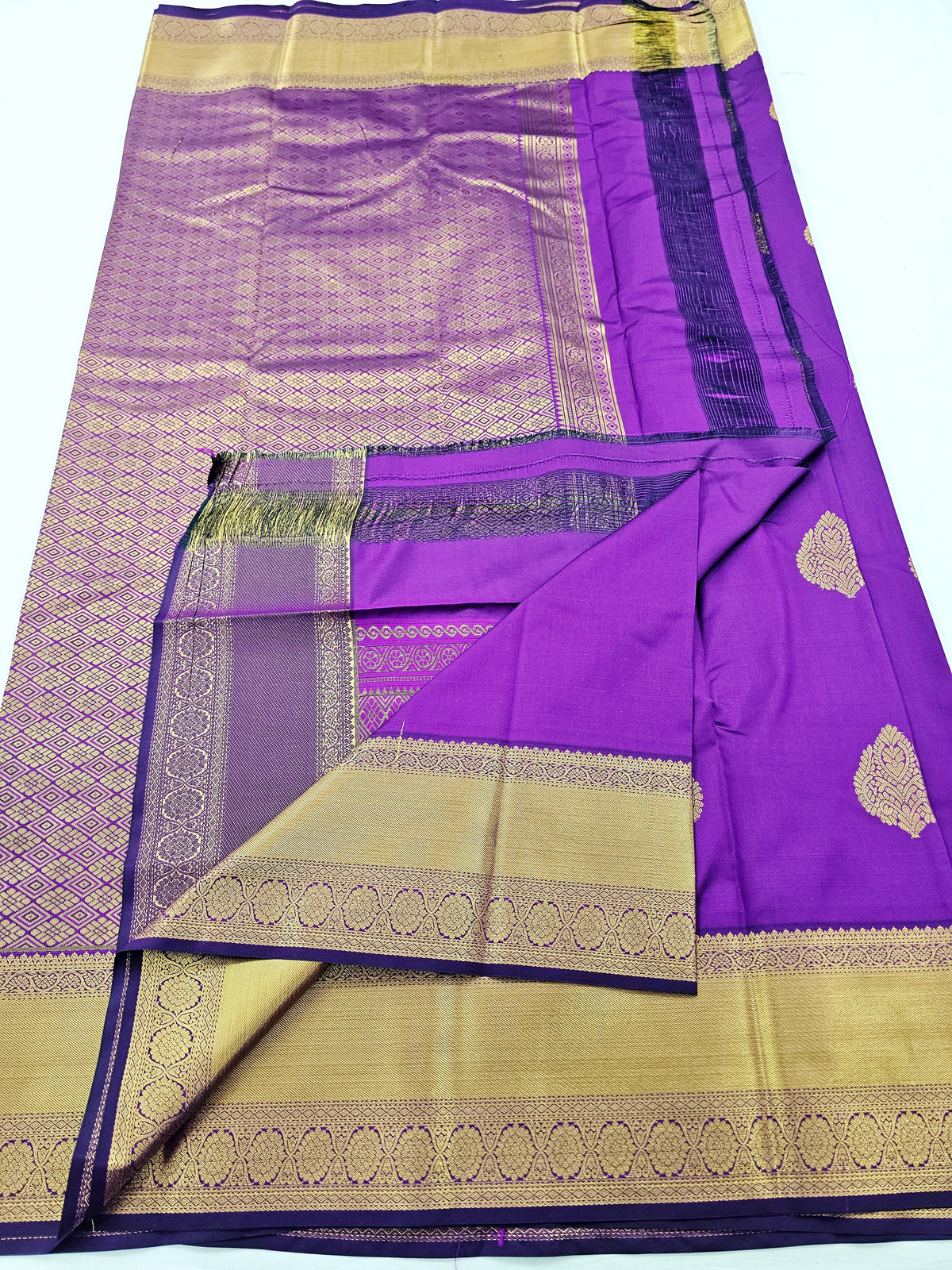 Kanchipuram Blended Fancy Self Butta Silk Saree 003