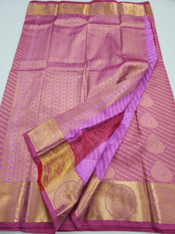 Beautiful Kanjivaram Authentic Silk Saree with floral patterns –  FashionVibes