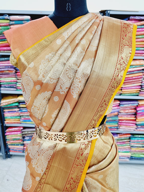 Buy Pushkar Gold Tissue Saree with Blouse by KARISHMA KHANDUJA at Ogaan  Online Shopping Site