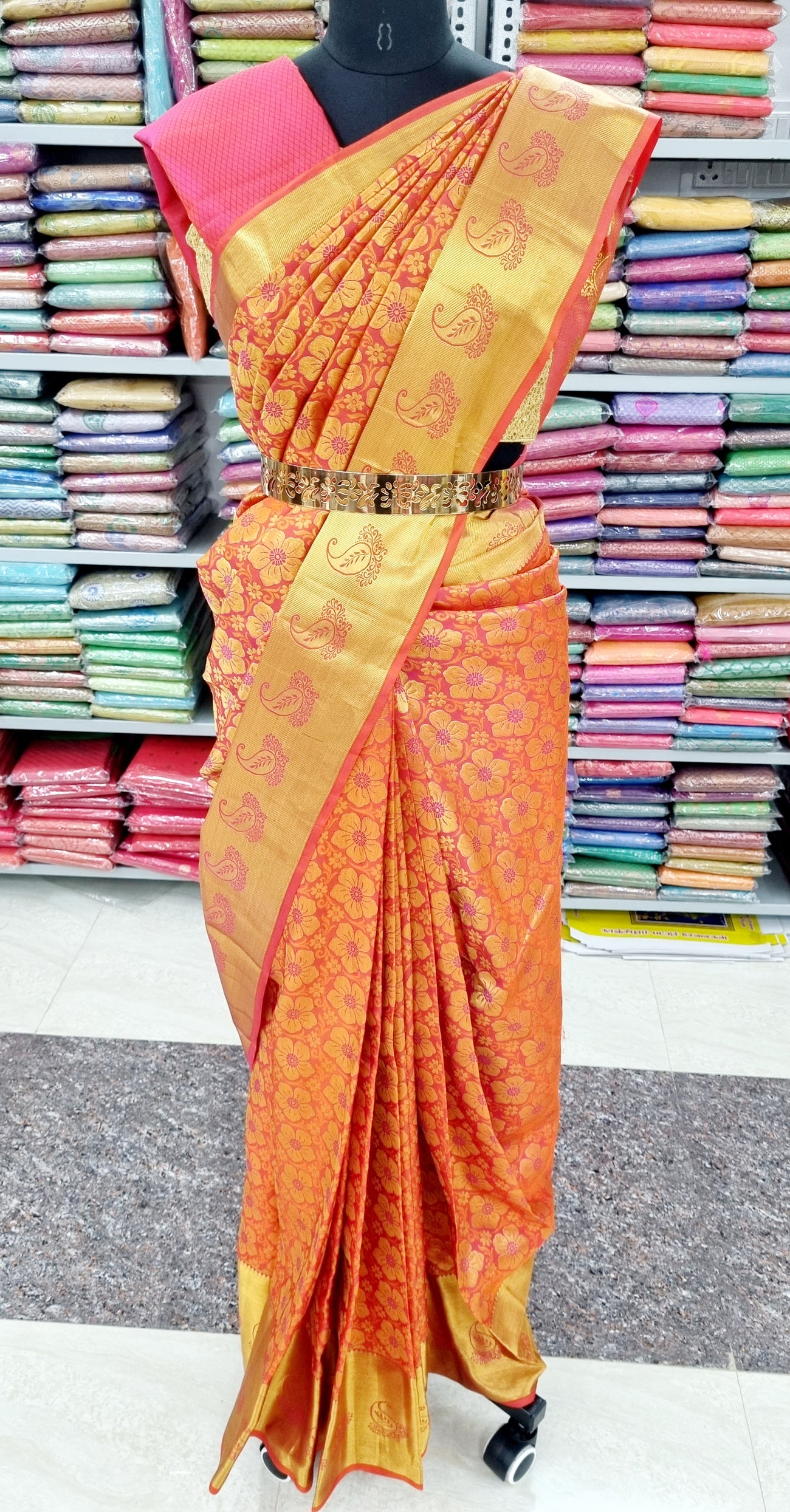 Nine yards Kanjivaram Silk Sarees Chennai | Nineyards wedding silksarees  online