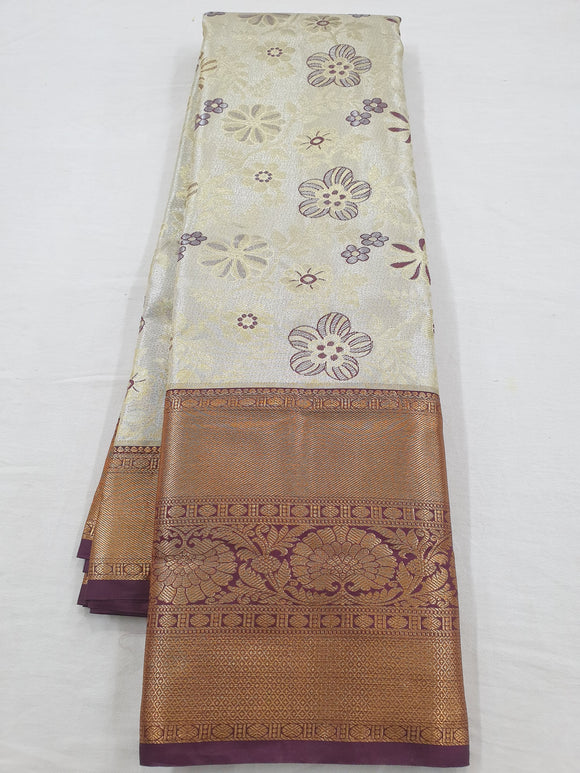 Kanchipuram Blended Silver Tissue Silk Sarees 034