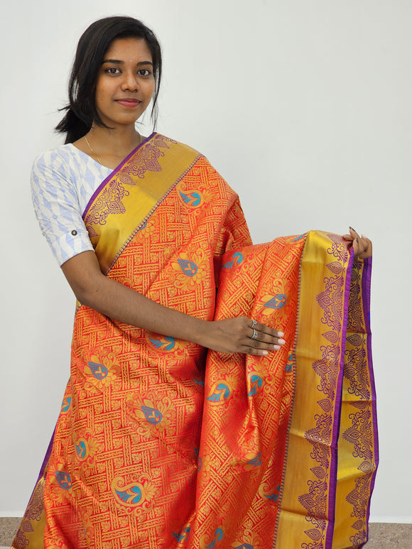 Kanchipuram Blended Mini Bridal silk Saree 003