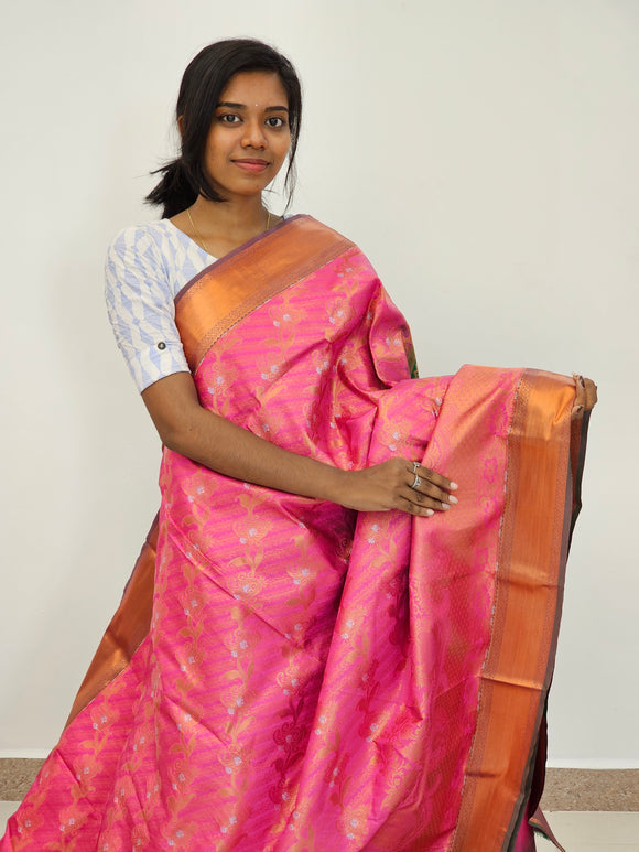 Kanchipuram Blended Mini Bridal silk Saree 005