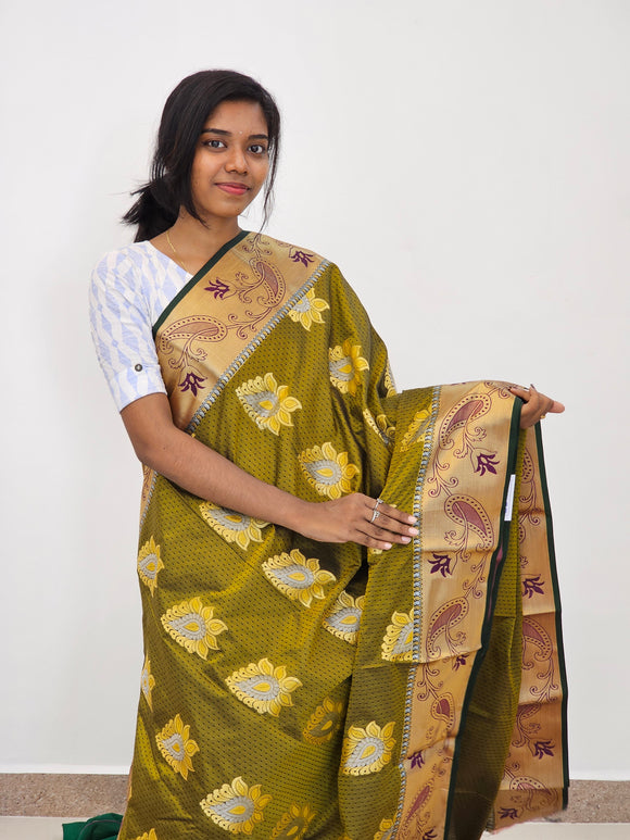 Kanchipuram Blended Mini Bridal silk Saree 012