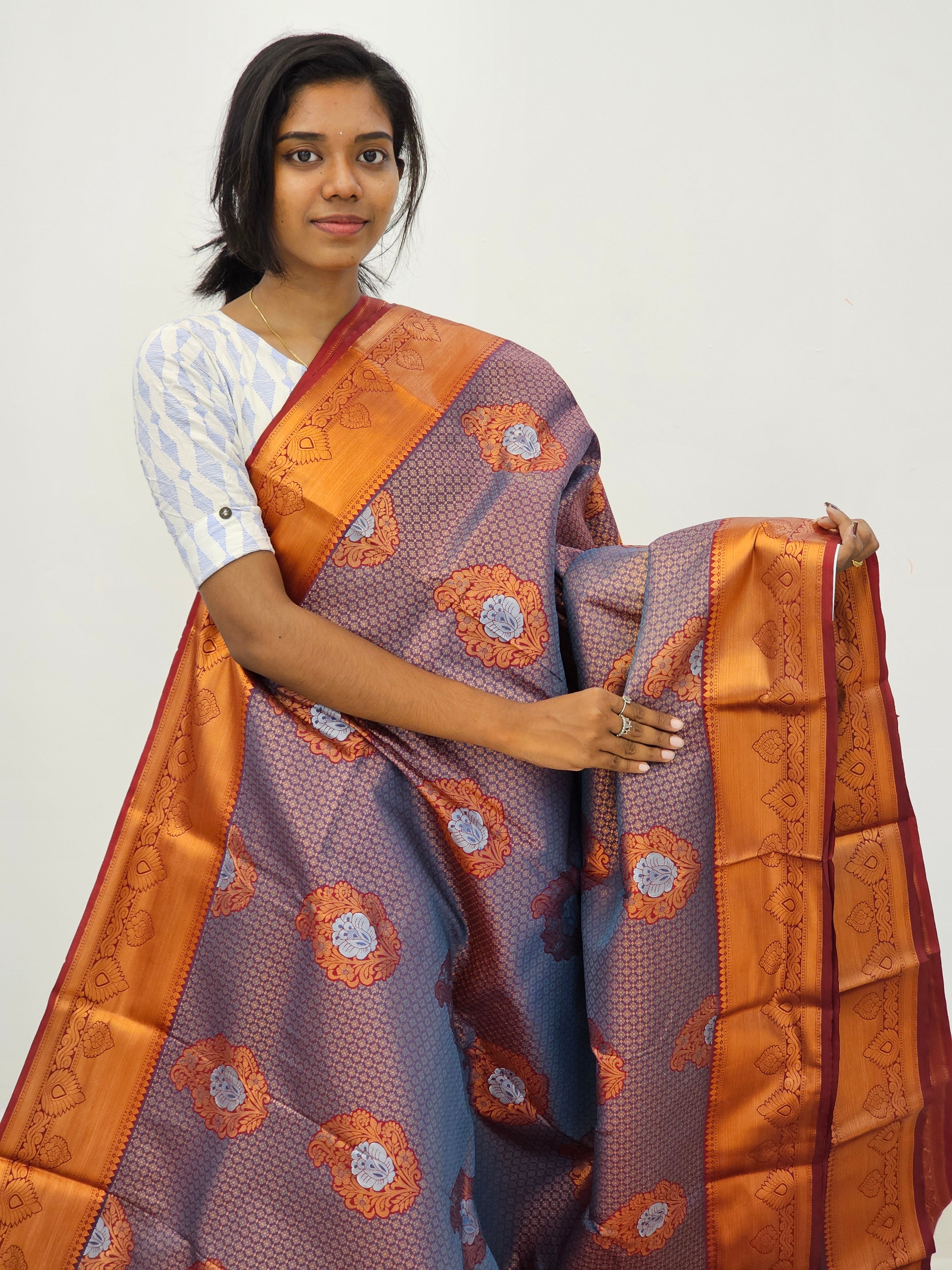 Kanchipuram Blended Mini Bridal silk Saree 021
