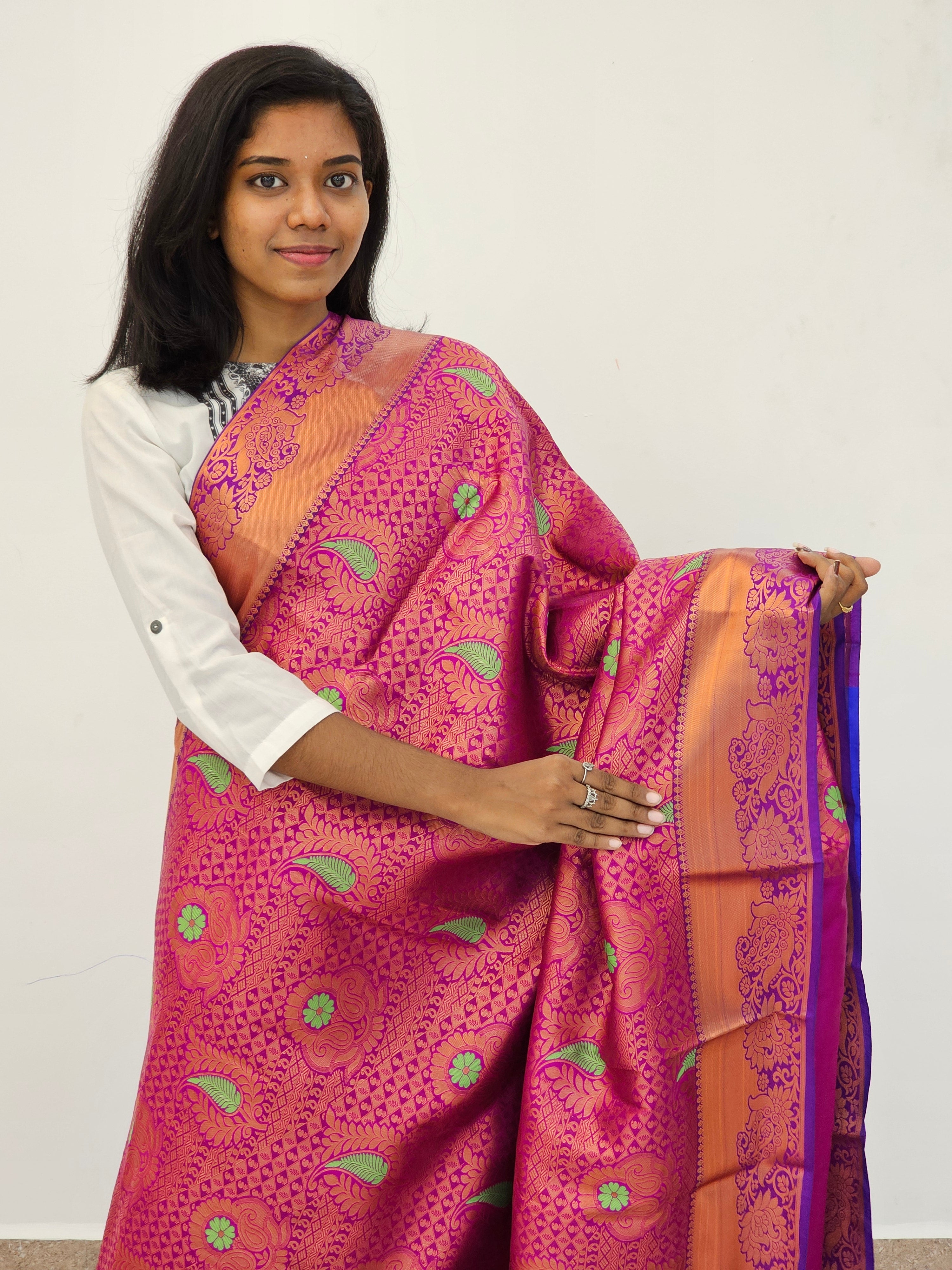 Kanchipuram Blended Mini Bridal silk Saree 029