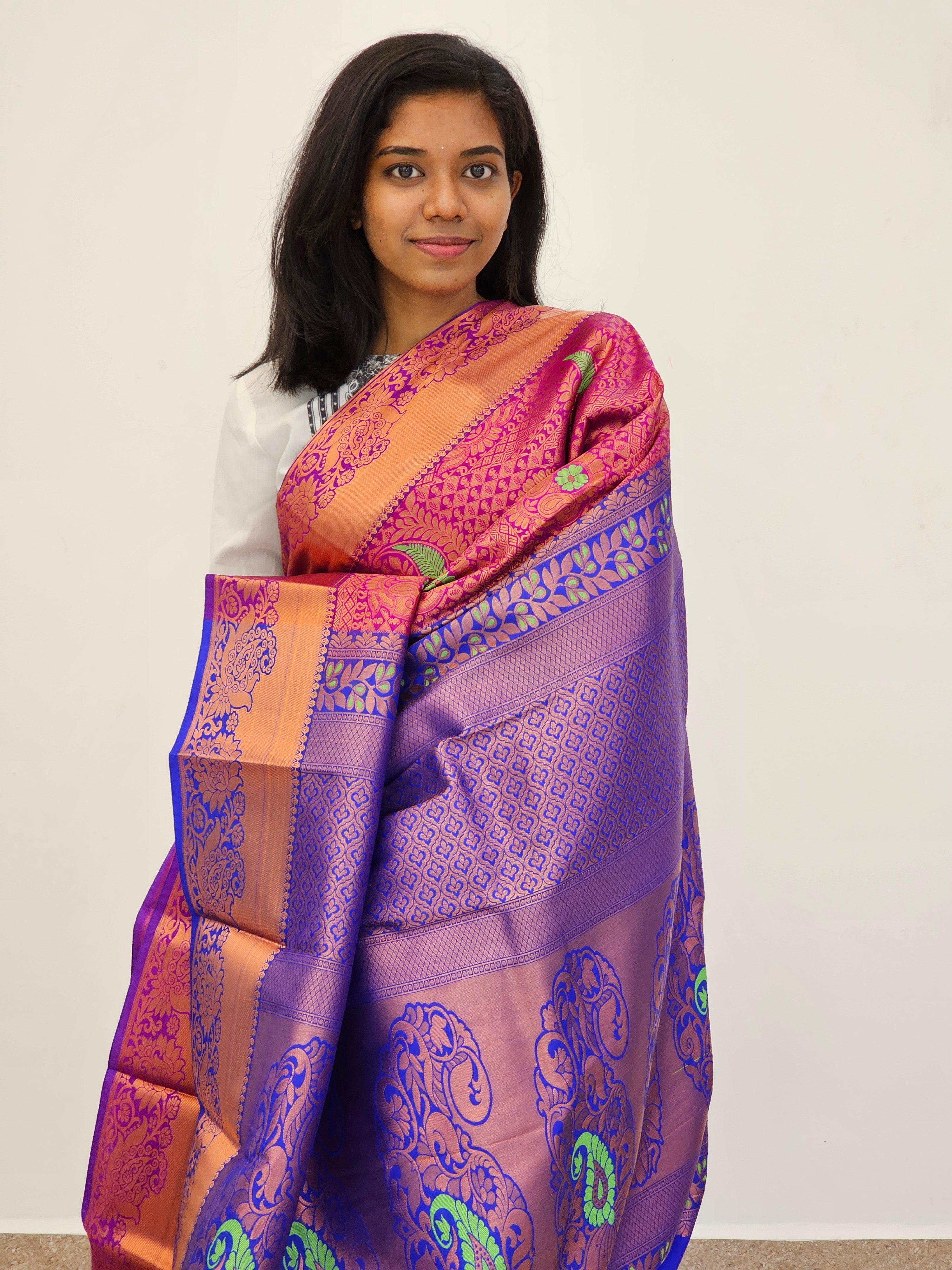 Kanchipuram Blended Mini Bridal silk Saree 029