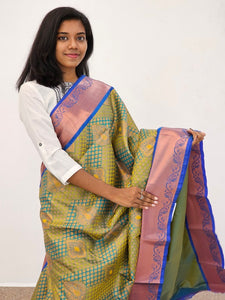 Kanchipuram Blended Mini Bridal silk Saree 037