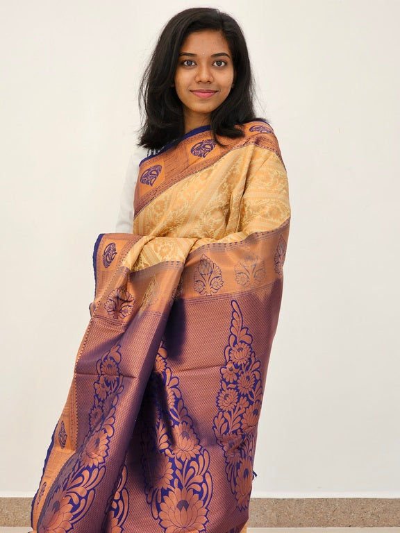 Kanchipuram Blended Mini Bridal silk Saree 044