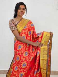 Kanchipuram Blended Mini Bridal silk Saree 048