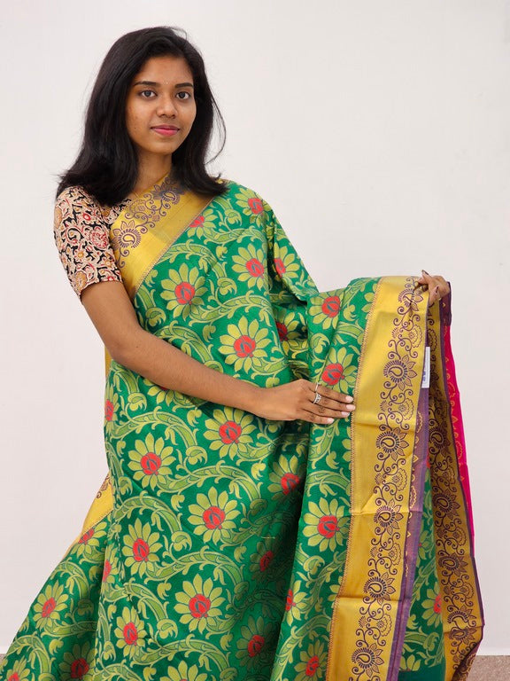 Kanchipuram Blended Mini Bridal silk Saree 057