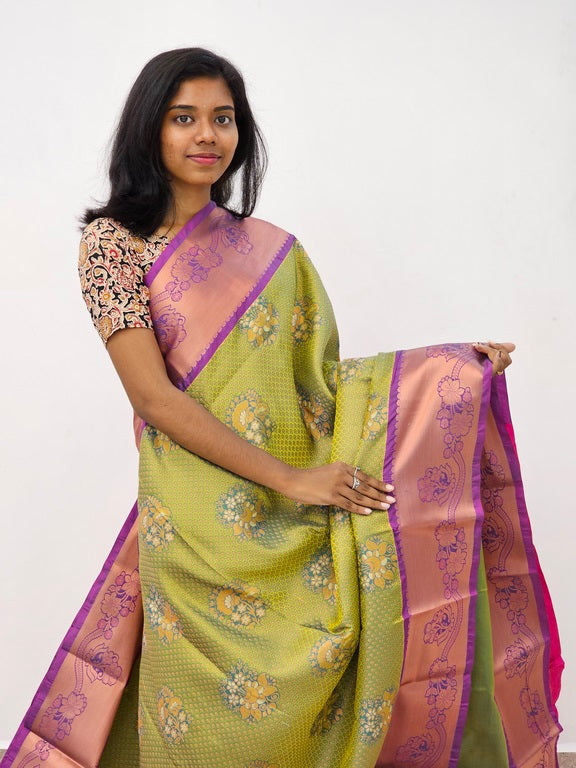 Kanchipuram Blended Mini Bridal silk Saree 060