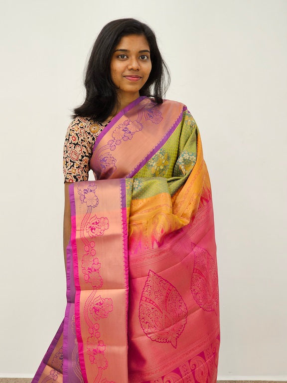 Kanchipuram Blended Mini Bridal silk Saree 060
