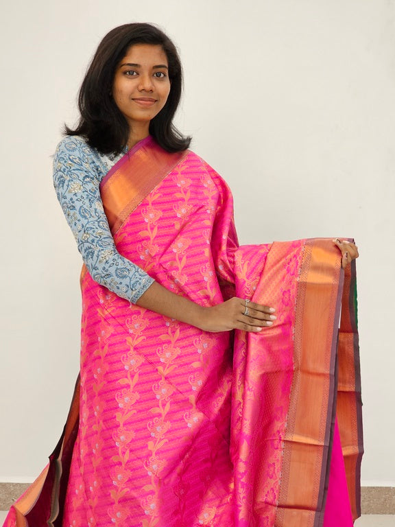 Kanchipuram Blended Mini Bridal silk Saree 066