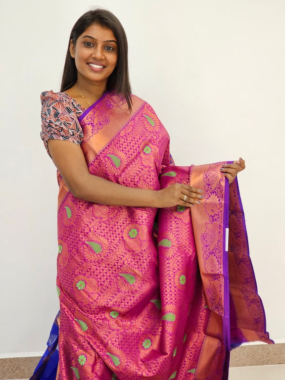 Kanchipuram Blended Mini Bridal silk Saree 070