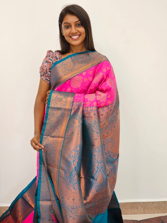 Kanchipuram Blended Mini Bridal silk Saree 071