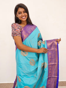 Kanchipuram Blended Mini Bridal silk Saree 072