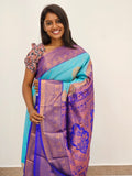 Kanchipuram Blended Mini Bridal silk Saree 072