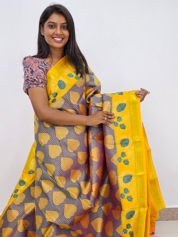 Kanchipuram Blended Mini Bridal silk Saree 073