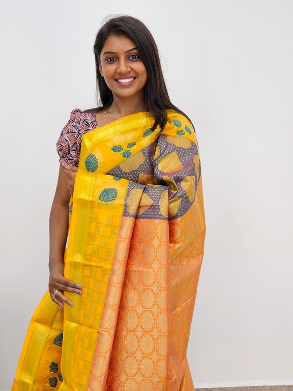 Kanchipuram Blended Mini Bridal silk Saree 073