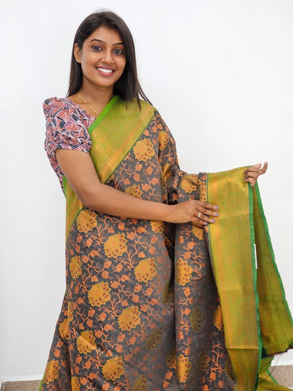 Kanchipuram Blended Mini Bridal silk Saree 076