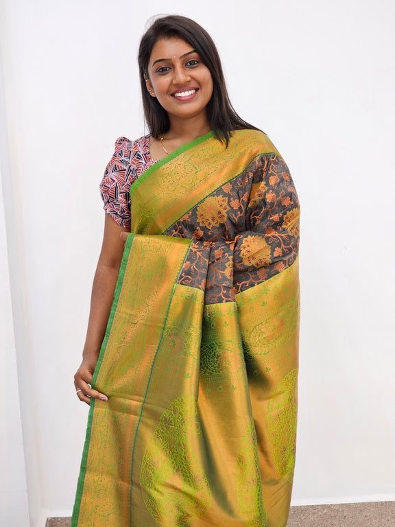 Kanchipuram Blended Mini Bridal silk Saree 076