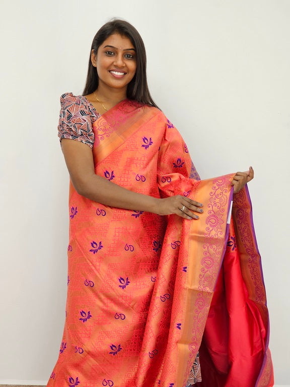 Kanchipuram Blended Mini Bridal silk Saree 077