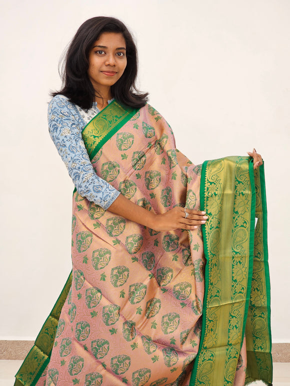 Kanchipuram Blended Mini Bridal Silk Sarees 166