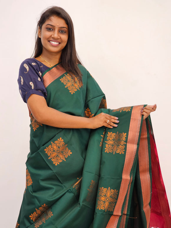 Kanchipuram Blended Mini Fancy Silk Sarees 075