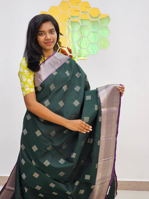 Kanchipuram Blended Fancy Silver Silk Sarees 096