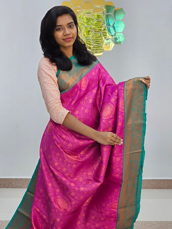 Kanchipuram Blended Mini Bridal silk Saree 112