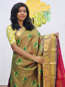 Kanchipuram Blended Mini Bridal silk Saree 137