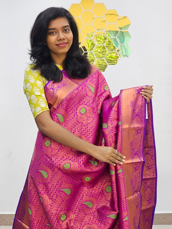 Kanchipuram Blended Mini Bridal Silk Saree 145