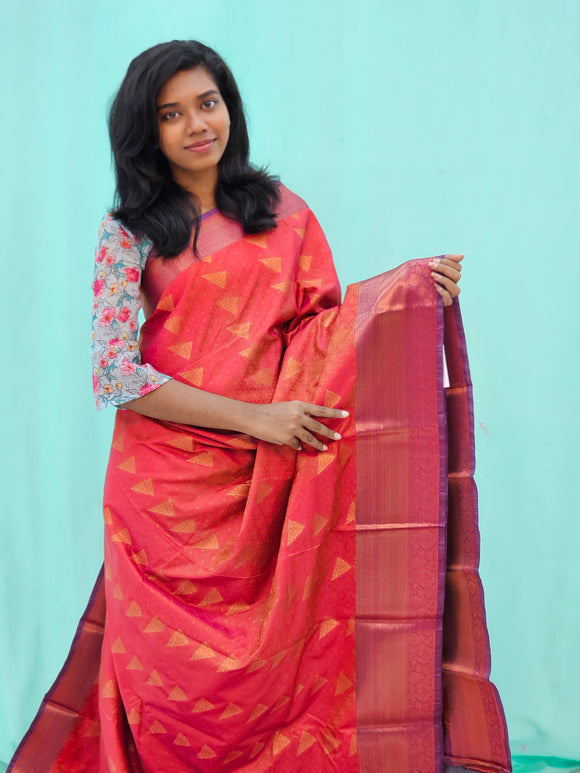 Kanchipuram Blended New Mini Fancy Silk Saree 967