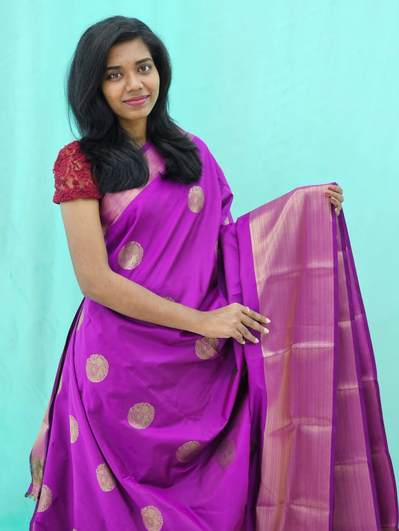 Kanchipuram Blended Mini Fancy Silk Saree 1010