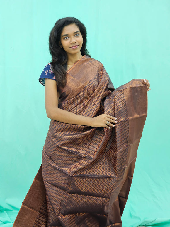 Kanchipuram Blended Copper Fancy Silk Saree 001