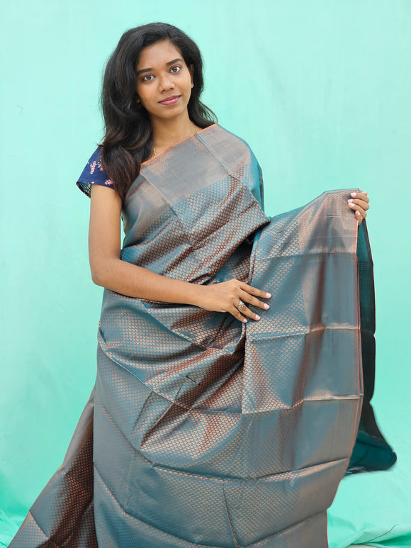 Kanchipuram Blended Copper Fancy Silk Saree 002