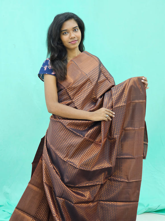 Kanchipuram Blended Copper Fancy Silk Saree 003