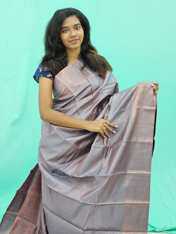 Kanchipuram Blended Copper Fancy Silk Saree 004