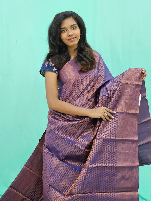 Kanchipuram Blended Copper Fancy Silk Saree 005