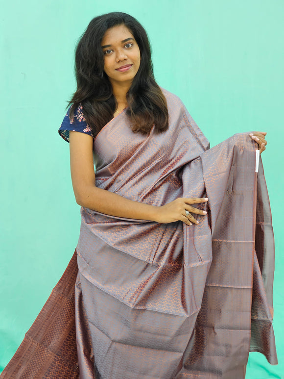 Kanchipuram Blended Copper Fancy Silk Saree 008