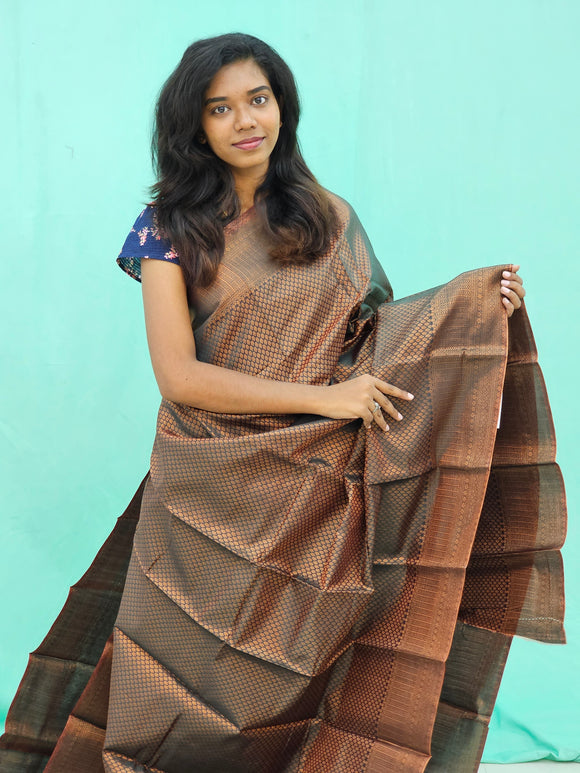 Kanchipuram Blended Copper Fancy Silk Saree 009