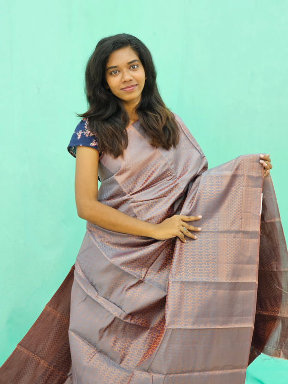 Kanchipuram Blended Copper Fancy Silk Saree 010