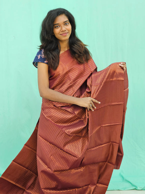 Kanchipuram Blended Copper Fancy Silk Saree 011