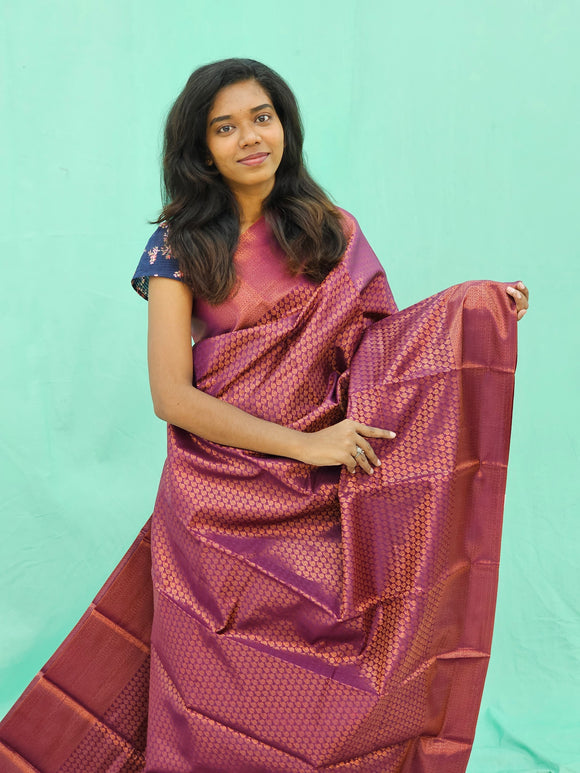 Kanchipuram Blended Copper Fancy Silk Saree 013