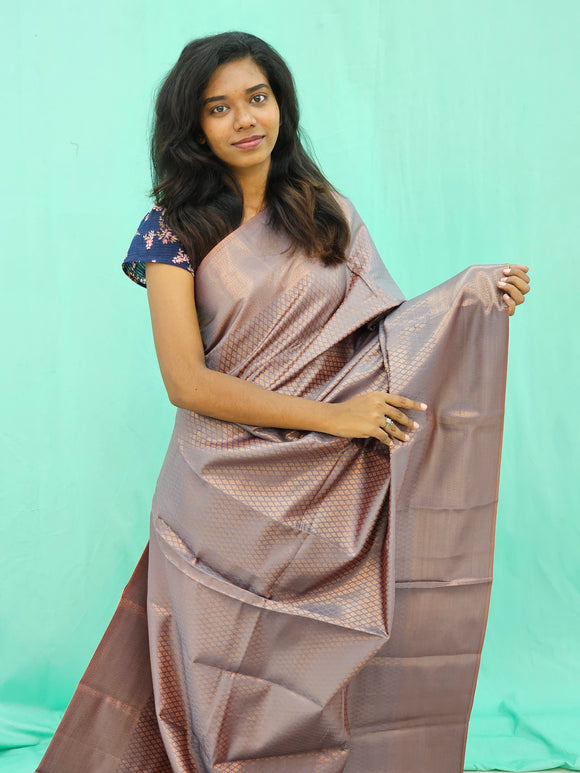 Kanchipuram Blended Copper Fancy Silk Saree 014