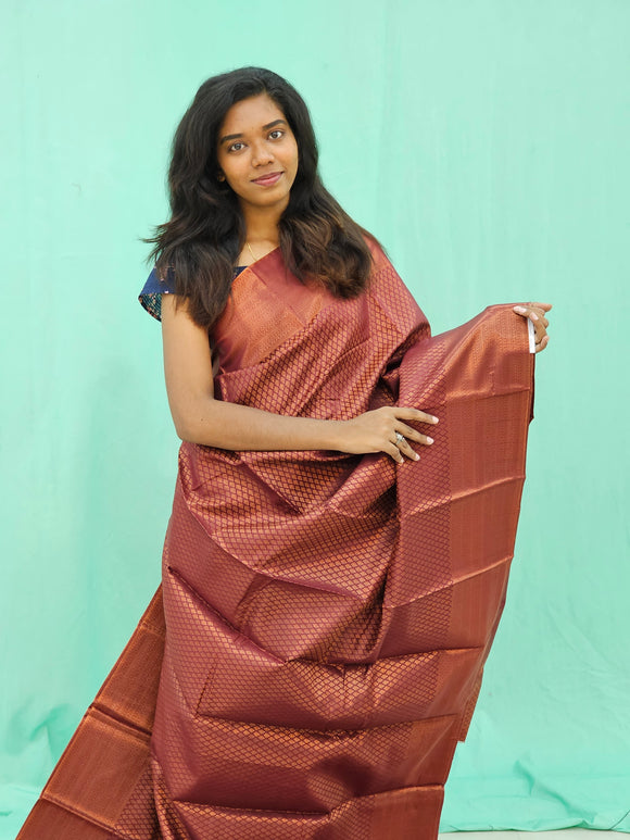 Kanchipuram Blended Copper Fancy Silk Saree 016