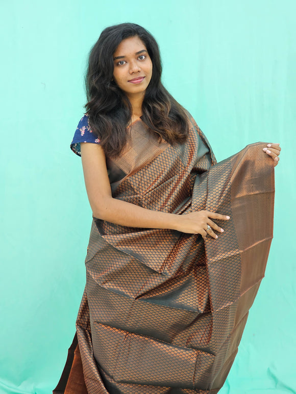 Kanchipuram Blended Copper Fancy Silk Saree 017