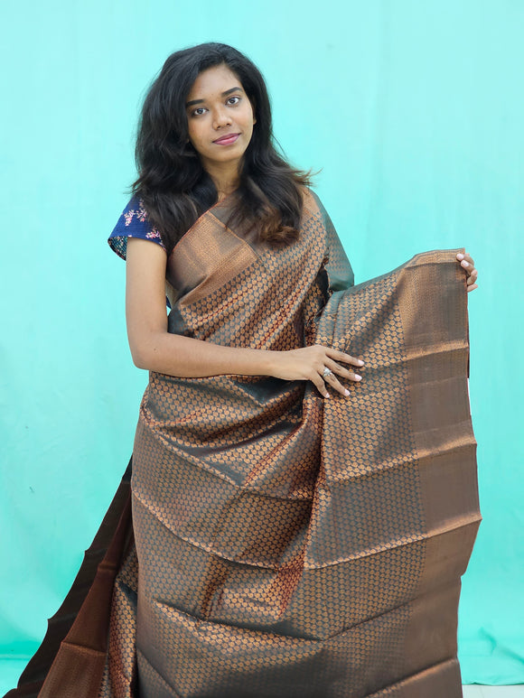 Kanchipuram Blended Copper Fancy Silk Saree 022